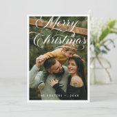 Cartes Pour Fêtes Annuelles Élégant script moderne photo Joyeux Noël (Debout devant)