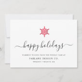 Cartes Pour Fêtes Annuelles Élégant Script moderne Rouge Foil Snowflake Entrep (Devant)