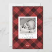Cartes Pour Fêtes Annuelles Élégant Script Noël Plaid 3 Photo Collage (Dos)