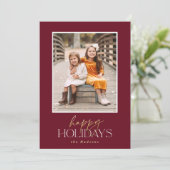 Cartes Pour Fêtes Annuelles Élégant Script or Bourgogne Calligraphie (Debout devant)