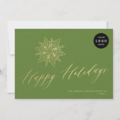 Cartes Pour Fêtes Annuelles Élégant script or flocon de neige commerce LOGO (Devant)