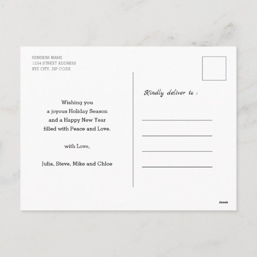 Cartes Pour Fêtes Annuelles Élégant Script Peace on Earth Green Parties scinti (Dos)