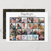 Cartes Pour Fêtes Annuelles Élégant Script Photo Collage Simple Moderne Noir (Devant / Derrière)