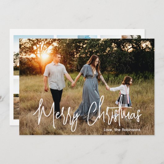 Cartes Pour Fêtes Annuelles Élégant script photo moderne Noël (Devant / Derrière)