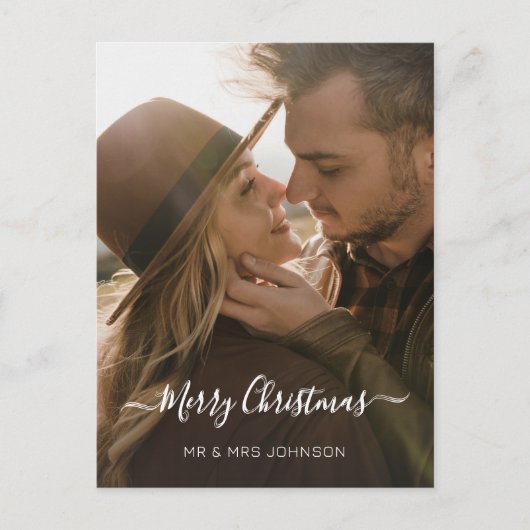 Cartes Pour Fêtes Annuelles Élégant Script Photo Noël 2 Conception latérale (Devant)