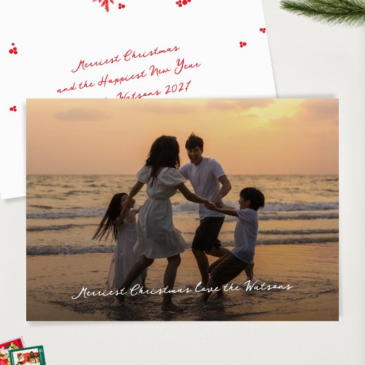 Cartes Pour Fêtes Annuelles Élégant script photo plus joli Noël