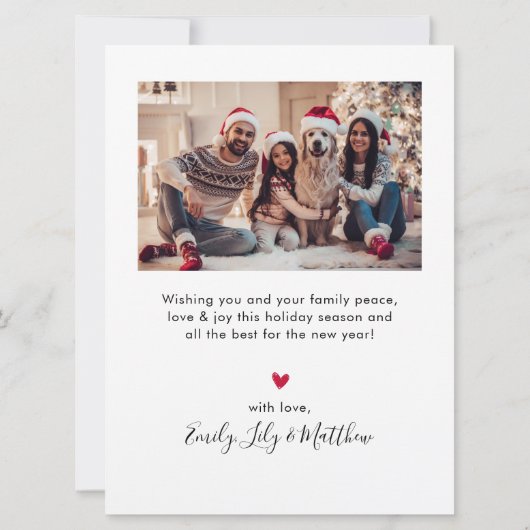 Cartes Pour Fêtes Annuelles Élégant Script Red 5 Photo Collage Noël (Dos)