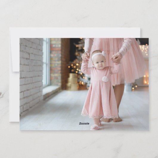 Cartes Pour Fêtes Annuelles élégant script rouge blanc heureux jours photo (Dos)