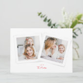 Cartes Pour Fêtes Annuelles Élégant script rouge & blanc JOY noël 3 photo (Debout devant)