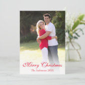 Cartes Pour Fêtes Annuelles Élégant script rouge photo Joyeux Noël (Debout devant)