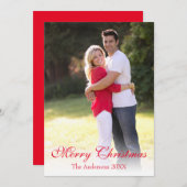 Cartes Pour Fêtes Annuelles Élégant script rouge photo Joyeux Noël (Devant / Derrière)