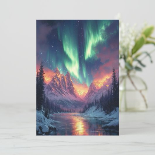 Cartes Pour Fêtes Annuelles Elegant Script Tree Non Photo Aurora Holiday (Debout devant)