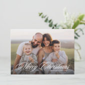 Cartes Pour Fêtes Annuelles Élégant Script Two Photo Joyeux Noël (Debout devant)