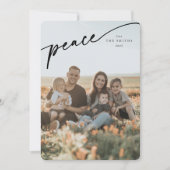 Cartes Pour Fêtes Annuelles Élégant script typographique noir "Paix" (Devant)