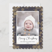 Cartes Pour Fêtes Annuelles Élégant script vert moderne Snowflakes Bokeh (Devant)