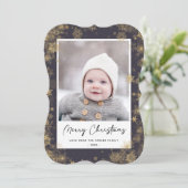 Cartes Pour Fêtes Annuelles Élégant script vert moderne Snowflakes Bokeh (Debout devant)