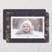 Cartes Pour Fêtes Annuelles Élégant script vert moderne Snowflakes Bokeh (Devant / Derrière)