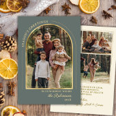 Cartes Pour Fêtes Annuelles Elegant Seasons Greetings Gold Arch Green 4 Photo
