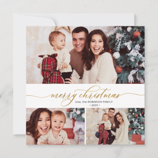 Cartes Pour Fêtes Annuelles Élégant sertissage de script 3 photos multiples No (Devant)