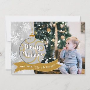 Cartes Pour Fêtes Annuelles Elégant Silver Grey Gold Bauble Photo Noël