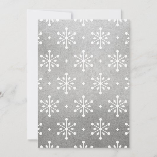 Cartes Pour Fêtes Annuelles Élégant Silver Joyeux Noël Script Photo (Dos)