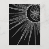 Cartes Pour Fêtes Annuelles Elégant Silver Sun Moon Mandala Black Design (Devant)