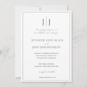 Cartes Pour Fêtes Annuelles Elégant Simple Chic Noir & Blanc Mariage Invite