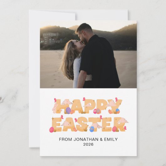 Cartes Pour Fêtes Annuelles Elegant Simple Modern Pattern Happy Easter Photo (Devant)