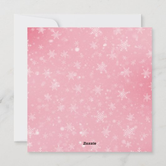 Cartes Pour Fêtes Annuelles Élégant simple neige rose joyeux photo de Noël (Dos)