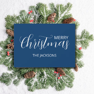 Cartes Pour Fêtes Annuelles Élégant Simple Nettoyage Minuit Bleu Noël