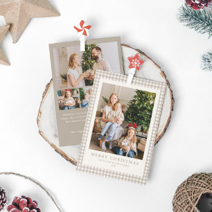 Cartes Pour Fêtes Annuelles Élégant Simple Neutre Carreaux 5 photo Noël