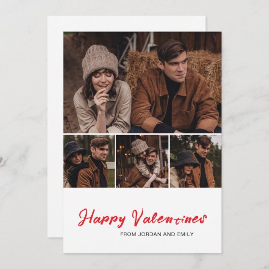 Cartes Pour Fêtes Annuelles Elégant simple photo Heureuse Sainte-Valentin mode (Devant / Derrière)