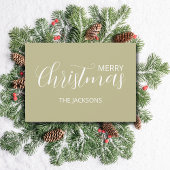 Cartes Pour Fêtes Annuelles Élégant Simple Sage propre Vert Noël