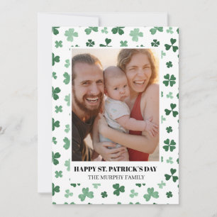 Cartes Pour Fêtes Annuelles Élégant Simple Trèfle Photo St. Patrick's Day