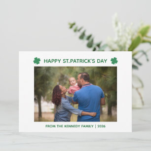 Cartes Pour Fêtes Annuelles Élégant Simple Trèfle Photo St. Patrick's Day