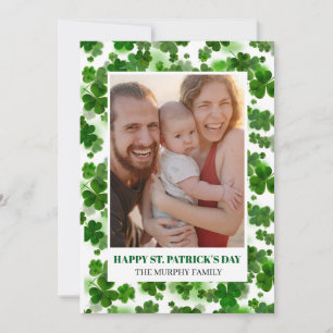 Cartes Pour Fêtes Annuelles Élégant Simple Trèfle Photo St. Patrick's Day