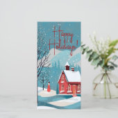 Cartes Pour Fêtes Annuelles Élégant Snowfall Festive Noël heureux (Debout devant)