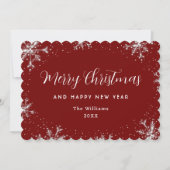 Cartes Pour Fêtes Annuelles Elegant Snowflake Red Silver Botanical (Devant)