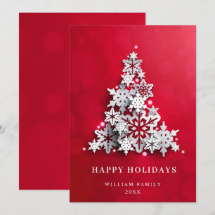 Cartes Pour Fêtes Annuelles Élégant Snowflakes 3D Noël Arbre de voeux