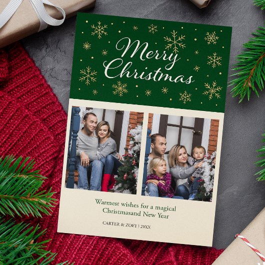Cartes Pour Fêtes Annuelles Élégant Snowflakes Famille Photo Noël