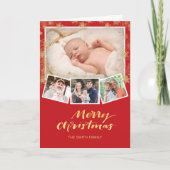 Cartes Pour Fêtes Annuelles Élégant Snowflakes Gold Script Modern Red Festive (Devant)