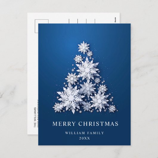Cartes Pour Fêtes Annuelles Élégant Snowflakes Noël Arbre Salutation (Devant / Derrière)