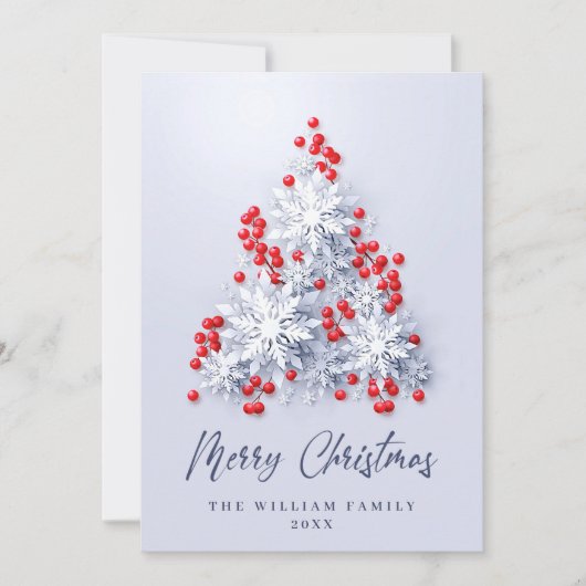 Cartes Pour Fêtes Annuelles Élégant Snowflakes Noël Arbre Salutation (Devant)