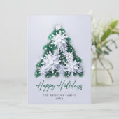 Cartes Pour Fêtes Annuelles Élégant Snowflakes Noël Arbre Salutation (Debout devant)