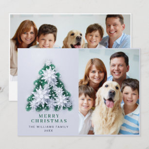 Cartes Pour Fêtes Annuelles Élégant Snowflakes Noël Arbre Salutation 2 PHOTO