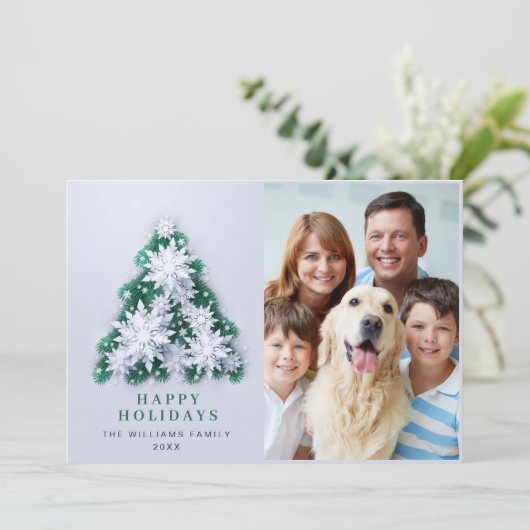 Cartes Pour Fêtes Annuelles Élégant Snowflakes Noël Salutation PHOTO (Debout devant)