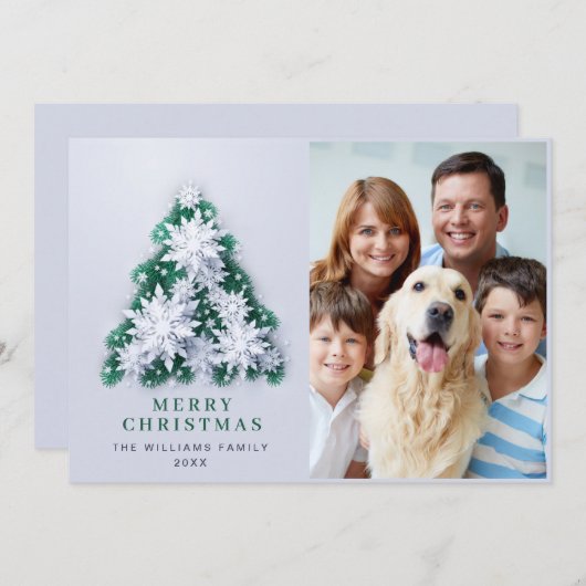 Cartes Pour Fêtes Annuelles Élégant Snowflakes Noël Salutation PHOTO (Devant / Derrière)