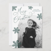 Cartes Pour Fêtes Annuelles Élégant Snowflakes Spruce Green 2 Photo (Devant)