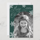 Cartes Pour Fêtes Annuelles Élégant Snowflakes Spruce Green 2 Photo (Devant)