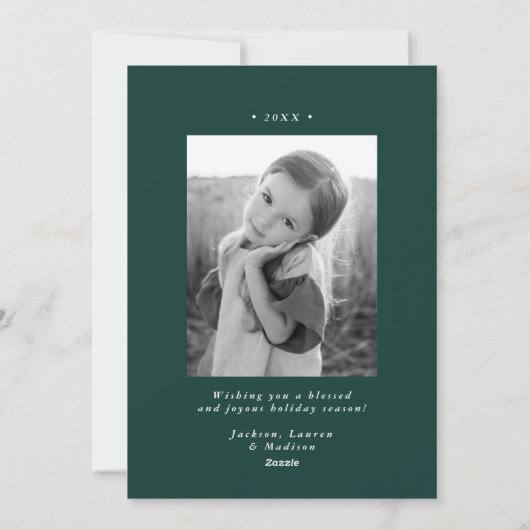 Cartes Pour Fêtes Annuelles Élégant Snowflakes Spruce Green 2 Photo (Dos)